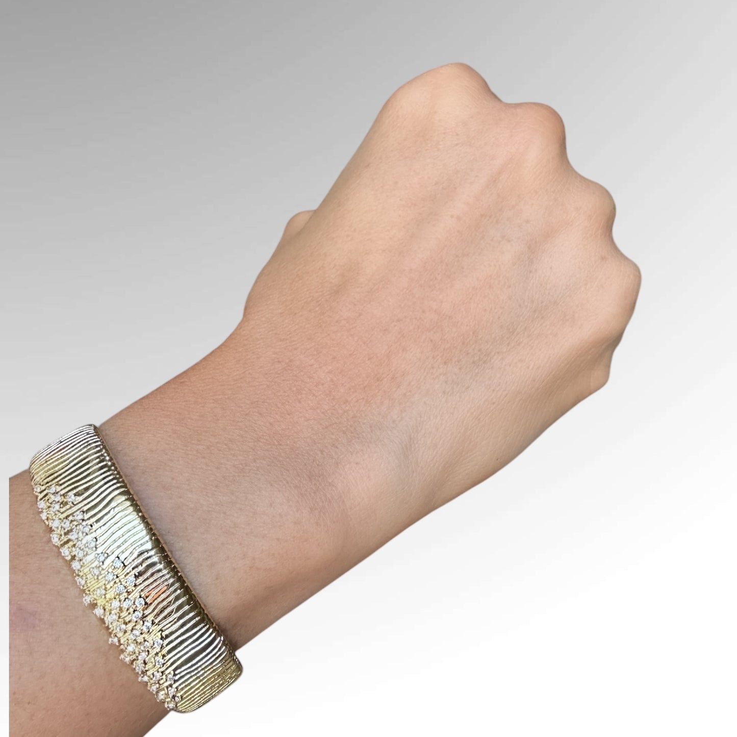 I'm Fancy Cuff Bracelet – 24k Gold-Filled, Micro Pave CZ Ribbed Cuff