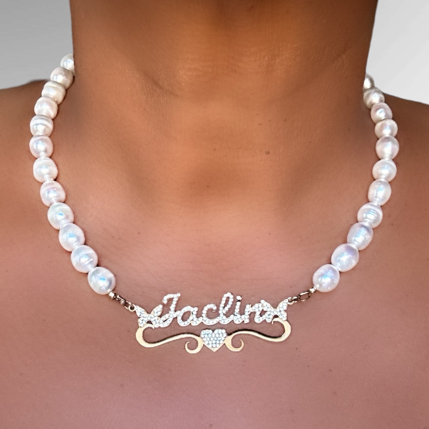 SAY MY NAME PEARL BLING NECKLACE