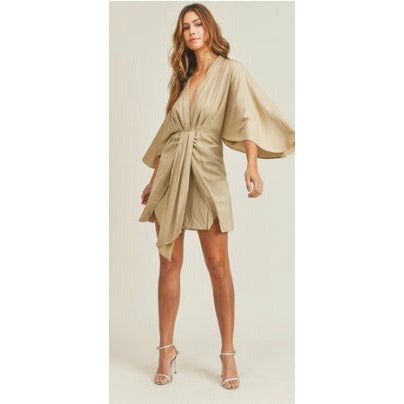 KHAKI KIMONO DRESS