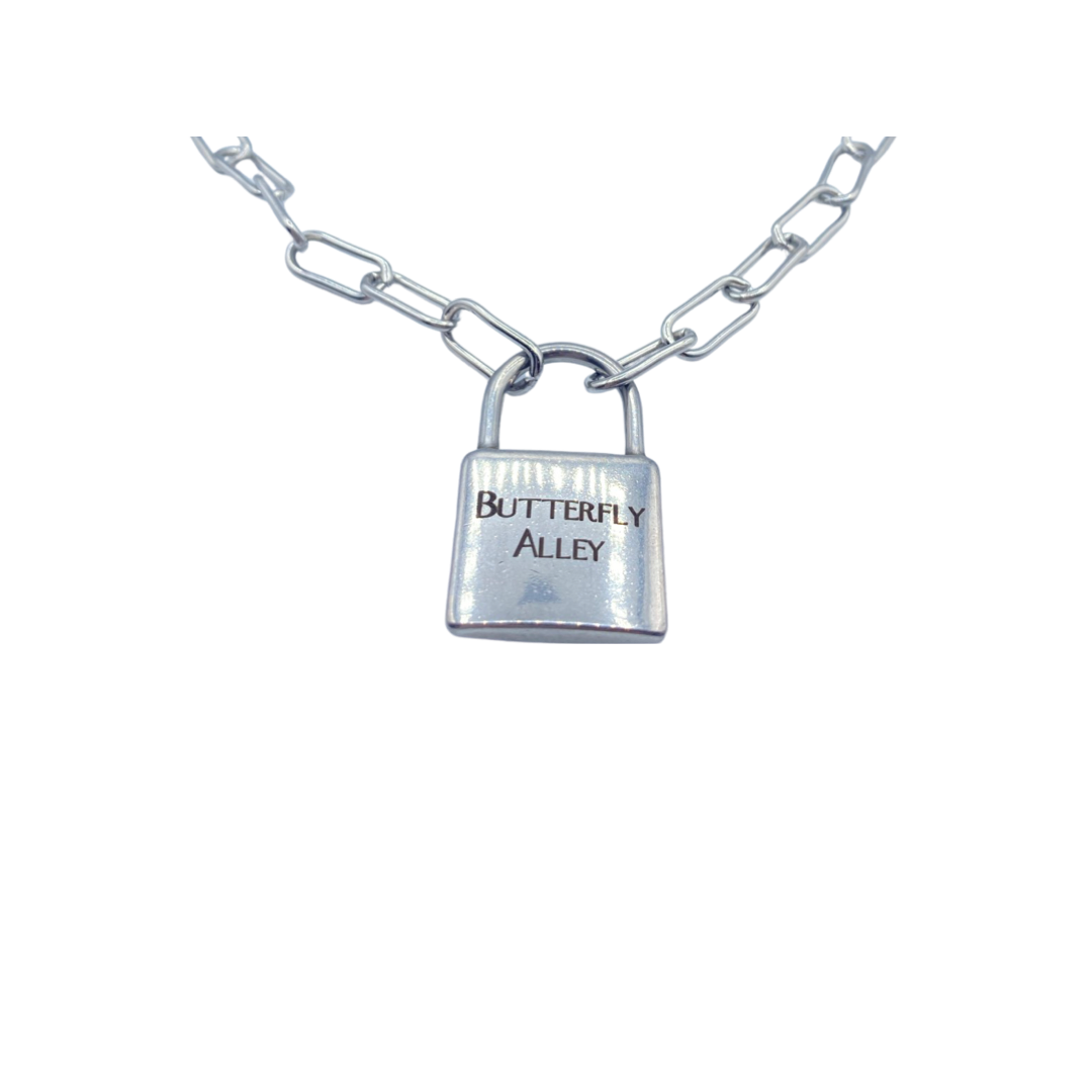 BUTTERFLY ALLEY LARGE PADLOCK NECKLACE