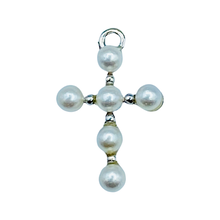 Load image into Gallery viewer, EXPRESS YOURSELF PEARL CROSS EARRING CHARM
