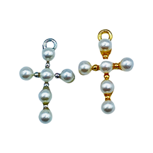 Load image into Gallery viewer, EXPRESS YOURSELF PEARL CROSS EARRING CHARM
