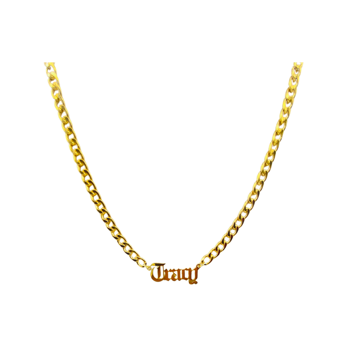 SAY MY NAME CURB CHAIN NECKLACE