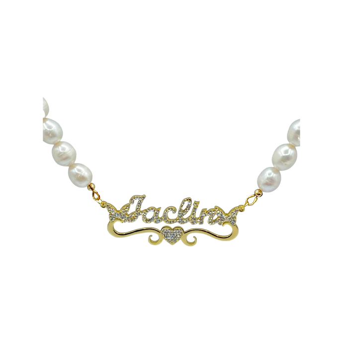 SAY MY NAME PEARL BLING NECKLACE