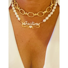 Load image into Gallery viewer, SAY MY NAME PEARL BLING NECKLACE
