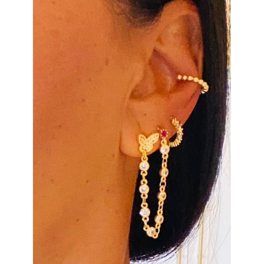 TIA CHAIN DOUBLE STUD EARRINGS